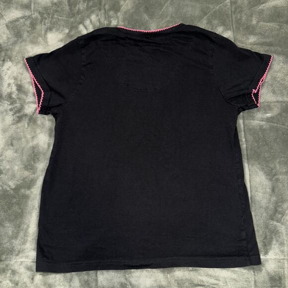 Rene Rofe T-Shirt Women Large Black Heart Short Sleeve Sleepwear Zebra Y2K - Picture 2 of 6